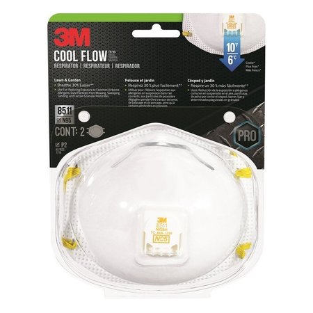 SCOTCH 3M N95 Lawn and Garden Disposable Respirator Pro Series Valved White 2 pk 8511GA1-2C-PS